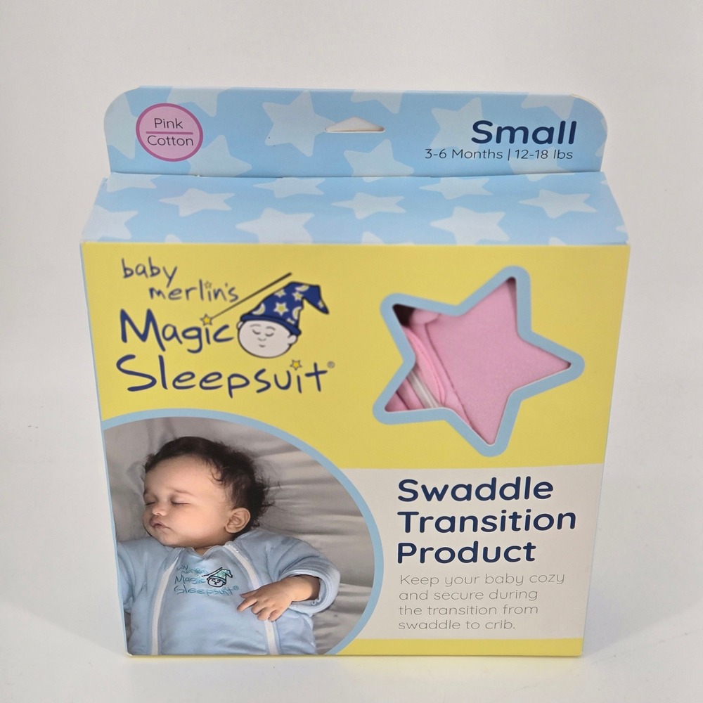 Baby Merlin Magic Sleepsuit Pink Cotton Swaddle Transition Small 3-6M NIB New